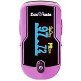 Zacurate 500E Premium Fingertip Pulse Oximeter Oximetry Blood Oxygen Saturation Monitor with Silicon Cover, Batteries and Lanyard (Mystic Purple)
