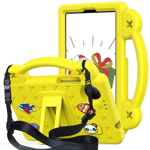QYiiD Kids Case for Xiaomi Redmi Pad SE 8.7'' 2024, Kids EVA Protective Shockproof Cover with Stand Handle, Shoulder Strap, Handle Stand for Redmi Pad SE 8.7" 4G 2024 Released, Yellow