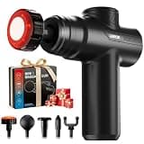 LEERCON Massage Gun with Heat Deep Tissue Back Massager Gun for Pain Relief, Mini Handheld Percussion Massage Gun with 6 Speeds - Fathers Day Dad Gifts for Him Her, Black
