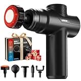 LEERCON Massage Gun with Heat Deep Tissue Back Massager Gun for Pain Relief, Mini Handheld Percussion Massage Gun with 6 Speeds - Fathers Day Dad Gifts for Him Her, Black