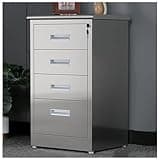 YXEDPBF Stainless Steel File Cabinet with Lock, Under Desk Mobile File Cabinet for Home Office, Garage Tool Chest Cabinet Metal Medicine Cabinet, for Warehouse/Repair Shop/Home (Black 4 Drawers)
