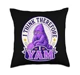 I Think Therefore I Yam Ube Pun Purple Yam Dad Joke Throw Pillow