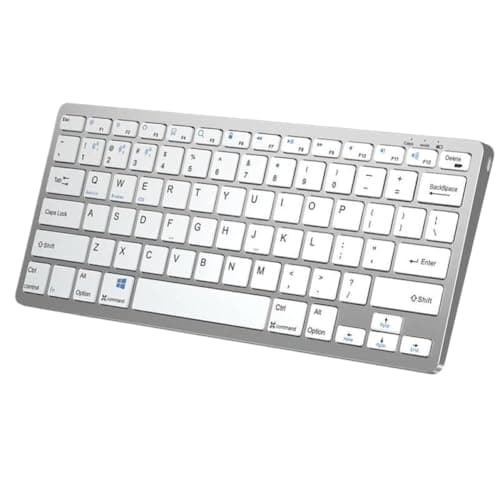 EpVzQBnqA Rechargeable Wireless Keyboard with Hebrew and Korean Layouts for Phone, Tablet, and TV(Silver)