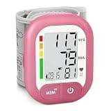 BENECEN Blood Pressure Monitor FDA-Cleared Adjustable Wrist Cuff for Home Use Automatic BP Machine Large Digital LCD Display 199 Memory Batteries Included with Carrying Case, Pink