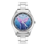 FodPand Analog Men Stainless Steel Band Watch Big Face Silver Wristwatch