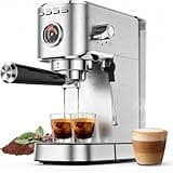 Oaomi Espresso Machine 20 Bar, Compact Expresso Coffee Machines with Milk Frother,Stainless Steel Espresso Maker with 39oz Removable Water Tank for Latte Cappuccino etc (silver)