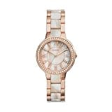 Fossil Women's Watch, Virginia Quartz Stainless Steel and Acetate Three-Hand Watch for Women, Color: Rose Gold/White Horn