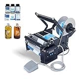 TYBJLXF Electric Round Bottle Labeling Machine 30 Pcs/min Glass Plastic Bottle Label Applicator for 15-100mm Diameter with Foot Pedal