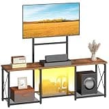 HOOBRO LED TV Stand with Mount, Entertainment Center with Open Shelves for 50 Inch TV, TV Console Table for Living Room, Bedroom, Rustic Brown and Black BF126DDS01