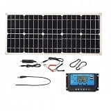25W Monocrystalline Solar Panel Kit with Charge Controller, 18V DC & 5V USB Dual Output, 26x11 Inch Flexible Board, Off Grid Power System for RV Camper Marine Car Battery (40A)