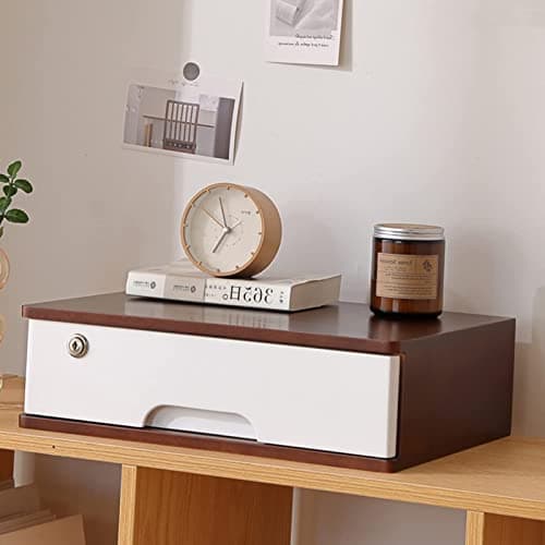 Desktop Storage Box With Drawers - Desktop File Cabinet, Lockable File Cabinet, Solid Wood Storage Box, Drawer Desk Organizer, Home Office Desk Drawer Cabinet, 1/2/3/4 Drawers Wooden Box ( 1 Drawer)