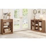 FATORRI 6-Cube Bookcase and 3-Tier Bookshelf with Drawer Set, Tall Bookcase with Storage & Wide Low Bookshelf for Living Room Office, 2-Piece Display Storage Set, Walnut