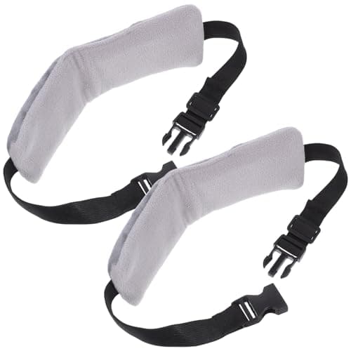JOINPAYA Travel Neck Pillow Head Strap for Adults Adjustable Airplane and Car Headrest Support Strap for Sleeping Sleep Headband for Long Road Trips Gray 2 Pieces