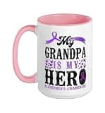 Alzheimer's Dementia Awareness Support Grandpa Vintage My Ceramic Mug, Pink/White, 15oz