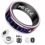 Smart Ring for Women & Men, Fitness & Health Tracker with Display Screen, IP68 Waterproof Smart Rings for Health Monitoring, Fitness Tracker Ring with Call Notification, No App Fees (Pink, 10#)