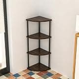 Wooden Corner Shelf, 3 Tiers, Multi-Layer Storage Cabinet, Sideboard, Gap Storage, Rounded Corners, Open Rack, Shelf, Storage Shelf, Bookshelf, Corner Shelf for Living Room(5 Tiers)(D,4)