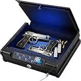 Biometric Gun Safe with 3 Unlock Ways - ≤0.1s Fast Fingerprint Access, Voice Prompt Function, Secure Steel Lockbox, Fits Handguns & Revolvers, Perfect for Living Room, Bedroom Storage & In-Car Use