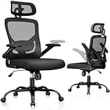 Marsail Ergonomic Mesh Office Chair High Back Desk Chair Adjustable Lumbar Support with Headrest Flip-Up Liftable Arms Swivel Computer Task Chair for Big and Tall People