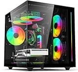 suevery Gaming PC Desktop Computer | Ryzen 7 16GB DDR4 512G SSD 4G Card | WIFI6 Streaming Office VR Home Video 4K Editing Black