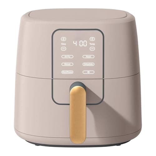 6 Qt Air Fryer with Touchscreen – Large Digital Air Fryer for Family Meals, Fast Crispy Cooking, Easy Clean Nonstick Basket, Modern Kitchen Design (Porcini Taupe)