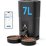 PAPIFEED Automatic Cat Feeder 2 Cats, 2.4G WiFi Cat Food Dispenser with App, 7L Slow Feeder Timed Cat Feeder for Dry Food, 10 Meals/Day, 12 Portions/Meal, Smart Pet Feeder for Small Dog
