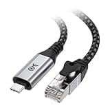 Cable Matters Plug & Play Braided USB C to Ethernet Cable - 10ft, Gigabit Ethernet to USB C Cable, Thunderbolt 4/5 Compatible, Ideal for MacBook, iPad Pro, XPS, Surface Pro