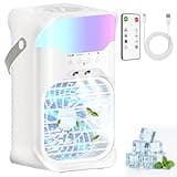 Portable Air Conditioners, Air Conditioner, Dual Nozzle AC Unit with Remote Control, 1600ML Tank, 3 Speeds, Timer & 70° Adjustable Airflow, Evaporative Mini Air Conditioner for Bedroom, Office Camping