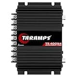 Taramps TS 400x4 2 Ohms Black Multichannel Stereo Amplifier 400 Watts Rms, 4 Channels, Full Range, Car Audio Digital 2 Bridged Channel, Crossover High/Low Pass, with RCA and Automatic High Level Input