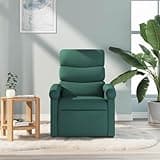 GKHPYURE Manual Recliner Chair with Side Pocket, 135 Degree Reclining Fabric Armchair, Dark Green, Wood and Metal Frame