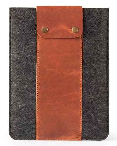 Personalized Leather & Fleece iPad Sleeve by MegaGear – Custom Engraved Tablet Case for iPad Pro 11", iPad Air & Other 10–11" Tablets – Genuine Leather & Fleece – Handmade Gift for Men & Women