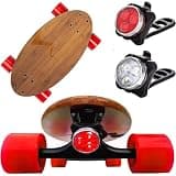 Eggboards Mini Longboard Clear Griptape with LED Electric Skateboard Lights - Bamboo Small Longboard with LED Underglow Light Front and Tail