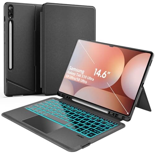 for Samsung Galaxy Tab S10 Ultra/S9 Ultra 14.6" Key Keyboard Case : One-Click DEX Mode,Rainbow Backlight,Smart Touchpad,Ultra-Thin Case,2 Wireless Channels Detachable Keyboard