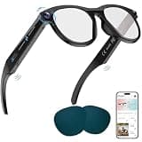 Lixeszt Smart Glasses with Camera AI Glasses Bluetooth Glasses Replaceable Lenses,48H Battery for Travel, Conferences & Vlogging. Translation, Voice Control & Object Recognition (Black)