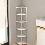 Wooden Corner Shelf, 3 Tiers, Multi-Layer Storage Cabinet, Sideboard, Gap Storage, Rounded Corners, Open Rack, Shelf, Storage Shelf, Bookshelf, Corner Shelf for Living Room(5 Tiers)(B,6)