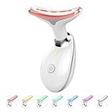 Jobazok Red Light Therapy for Face and Neck, 7 Color Light Based Face Massager Tool, Portable Skin Care Tool for Firming, Tightening and Lifting, Gifts for Women & Men (White)