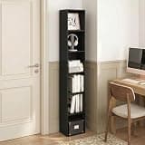 Mikkagu 6-Tier Bookshelf, 71-Inch Tall Bookcase, Book Shelf with Open Shelves, 9.3 x 12 x 71, for Home Office, Living Room, Bedroom, Blackwood