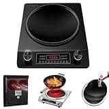 3500W Induct Hob, Concave Design Induct Cooktop, 10-Temperature Levels, Portable Commercial Grade Hob, Wok-Friendly for Stir-Frying & Boiling black