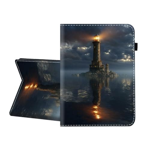 CICPLKSE Case for Samsung Galaxy Tab A 10.1 2019 Model SM-T510/T515/T517,Premium PU Leather Cover with Auto Sleep Wake,Lighthouse on Sea