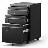 SUXXAN 3 Drawer File Cabinet with Lock, Heavy Duty Metal Mobile Filing Cabinet for Home Office, Under Desk Storage Organizer with Name Holder, Fits Legal/Letter/A4 Size, Assembly Required