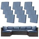 12 Pcs Stretch Patio Cushion Covers,Outdoor Couch Covers Replacement,Outdoor Couch & Sofa Slipcovers,for Patio Furniture Cushion Covers,Washable Reusable Furniture Protector (Gray Blue,Cover Only)