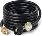 SHINESTAR 12FT Propane Hose Adapter with Luminous Gauge, 1lb to 20lb Propane Tank Adapter Hose for Blackstone Tabletop Griddle, Weber Q Grill, Coleman Stove, Buddy Heater
