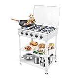 Gas Stove 5 Burners NG/LPG Freestanding Cooktop Manual Start 2.5KW Each Stovetop for Home Kitchen Camping RV Emergency