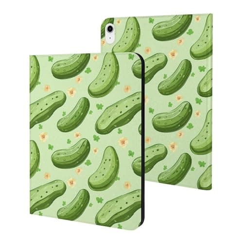 Cucumber Print Slim Fit Tablet Case Standing Cover Protective Shell Compatible with iPad 10代 (10.9in)