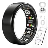 Smart Ring for Women Men, Health Fitness Ring Gen 3 with Free App No Subscription Fee, Stress & Sleep Monitor, Heart Rate & Step Tracker, IP68 Waterproof, Android/iOS Compatible (Black,14)