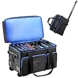 DJ Cable Organizer Bag with Wheels,Soft Gig Bag for DJ Equipment with 9 Detachable Dividers, Medium Padded Soft Storage Case with Multiple Pockets for Microphone, Cord, Headset & Music Accessories