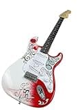 Solid Body Electric Guitar, Custom Floral & Heart Graphic Style with 3 Single-Coil Pickups, Full Size 6-String for Pop Blues Rock (Guitarra Eléctrica)