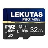 LEKUTAS 32GB Micro SD Card, microSDXC UHS-I Flash Memory Card TF Cards, High Read Speed 80MB/s, C10, U3, A2, V30, for Full HD, 4K UHD Video Recording