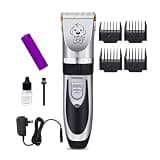 Pet Clippers, Professional Cordless Low Noise Rechargeable Grooming Trimmer Hair Electric Shaver Kit with 4 Comb