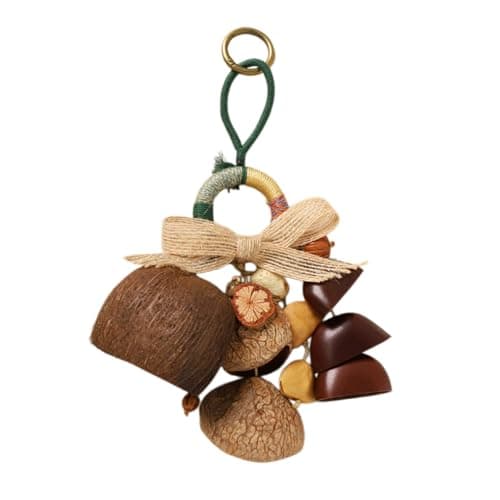 Hand-Woven Natural Plant Husk Wind Chime Bag Charm, Suitable for Backpacks, Keychains, and Cars.(Style 1)