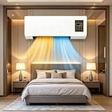 Portable Cooling and Heating Air Conditioners Heating System, 2 In1 Mini Wall Mounted Air Conditioner Fan With Remote Control, 110V Small Smart AC for Home Kitchen Living Room(White)